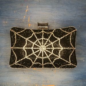 Spider web rhinestone evening bag